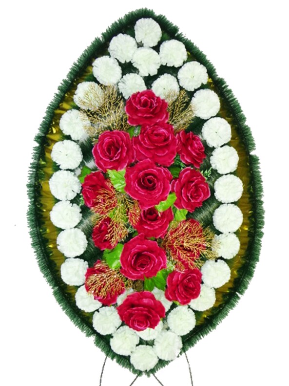Венок Лодка с розами и гвоздикой выс.130/160см ш.90см