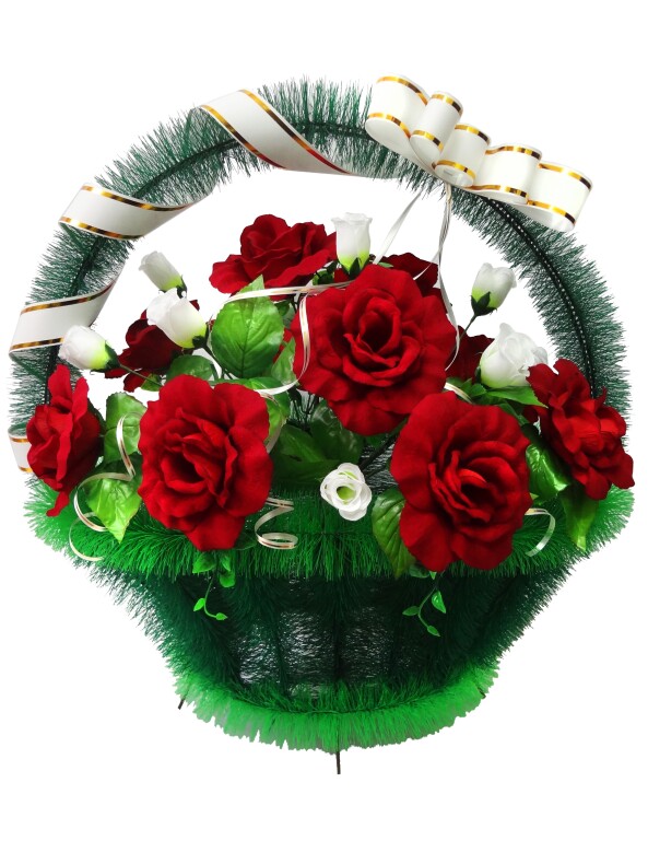Корзина "Элегия" с бархатными розами выс.55/65см ш.60см