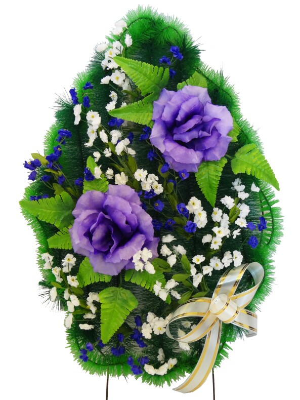 Венок "Ирэн" с розами и мелко-цветом выс.55/70см ш.45см